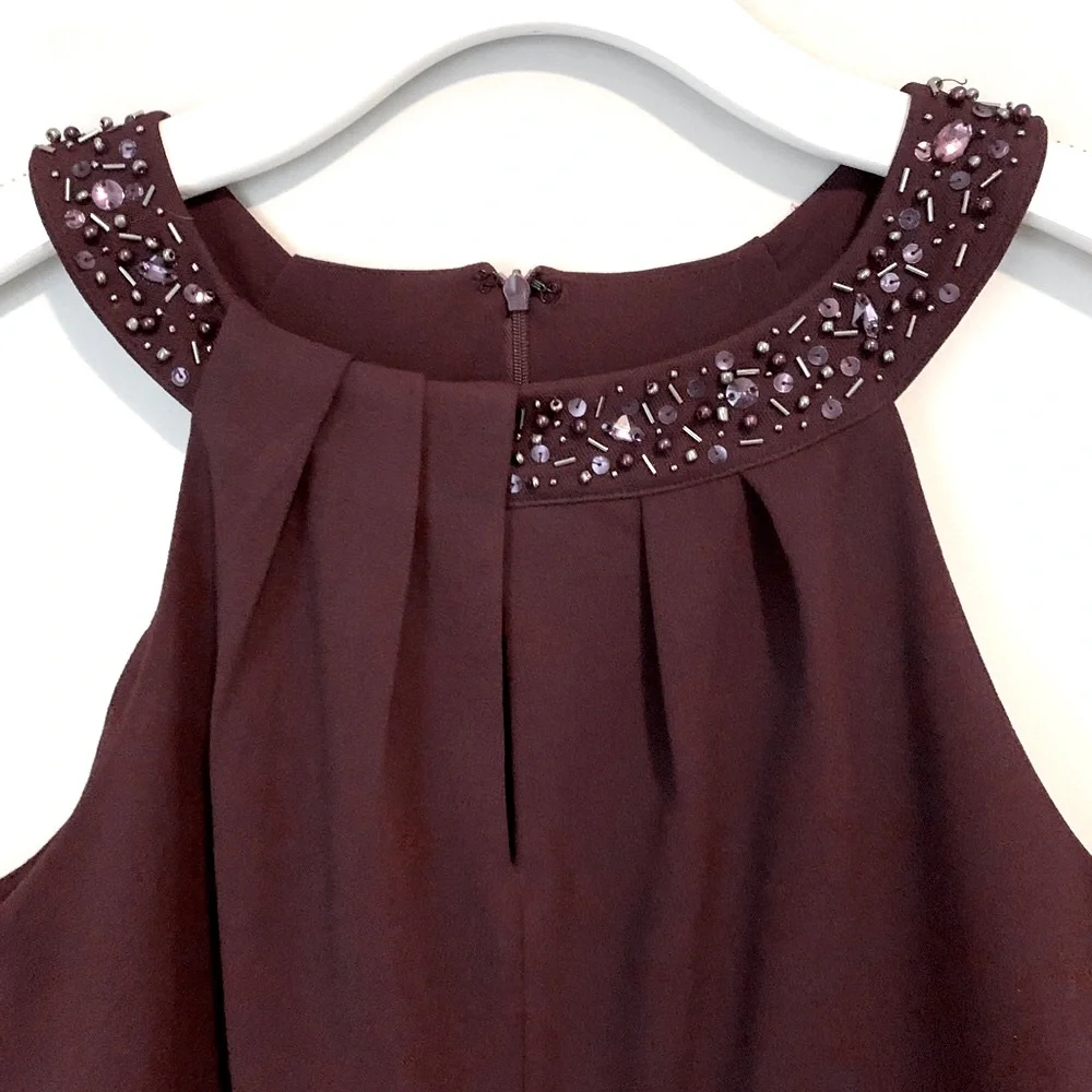 SLNY size 12 beaded halter neck sheath dress - Picture 8 of 16